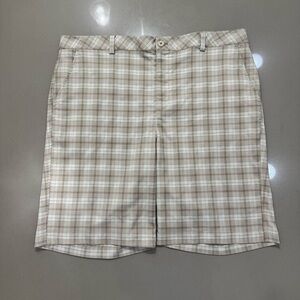 Under Armour Golf Shorts 40” Mens Beige Performance Flat Front Plaid